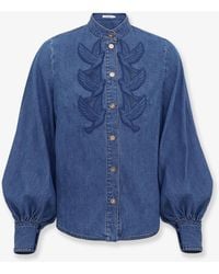 Zimmermann - Denim Shirt With Cut-Out Embroidery - Lyst