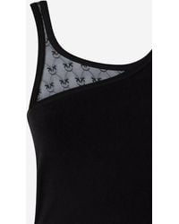Pinko - Top With Logo, Stretch Cotton, Tops - Lyst