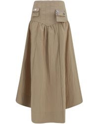 Ganni - Corset-Detail And Ruched Midi Skirt Cotton; Polyamide - Lyst