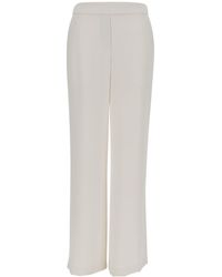 P.A.R.O.S.H. - White Loose Pants With Waist-band In Polyamide Woman - Lyst