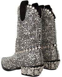 Dolce & Gabbana - Suede Strass Crystal Cowgirl Boots Leather - Lyst