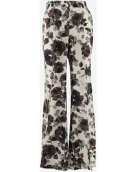Alberto Biani - Silk Pants With Floral Pattern - Lyst