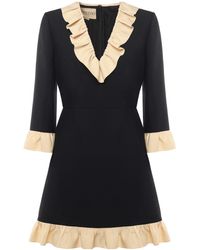 Valentino Garavani - Short Crepe Couture Dress With Ruffles - Lyst