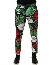 Dolce & Gabbana - Multicolor Floral Print Cotton Tapered Pants - Lyst