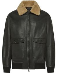 Peuterey - Shearling Collar Leather Jacket - Lyst