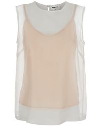 P.A.R.O.S.H. - Silk Blouse With Semi-Transparent - Lyst