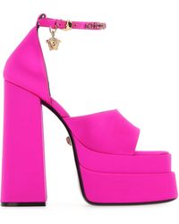 Versace - Fuchsia Satin Medusa Aevitas Sandals - Lyst