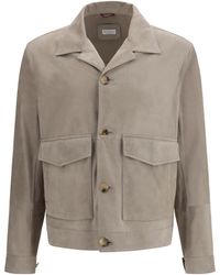 Brunello Cucinelli - Suede Jacket - Lyst