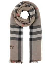 Burberry - Embroidered Wool Blend Scarf - Lyst