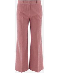 Ql2 - Cotton Blend Pants With Striped Pattern - Lyst
