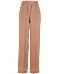 Semicouture - Silk Blend Pants With Elastic Waist And Front Pleats For Acetate Trousers - Lyst