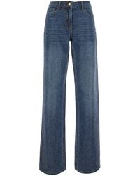 Elisabetta Franchi - Wide-Leg Crystal-Embellished Jeans Cotton - Lyst