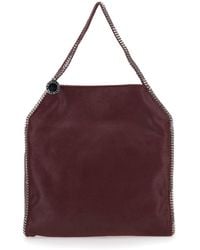 Stella McCartney - 'Falabella' Bordeaux Shoulder Bag With Diamond-Like Chain And Logo Charm On The Front - Lyst