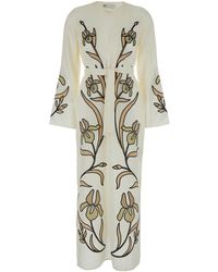 Tory Burch - Long Dress With Floreal Applications - Lyst