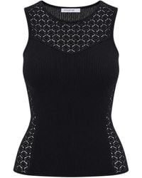 Patrizia Pepe - Sleeveless Ribbed Lace Top Main Fabric: Polyamide Sweater - Lyst