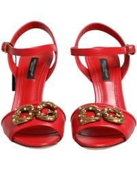 Dolce & Gabbana - Leather Dg Amore Heels Sandals Shoes 100Lf - Lyst