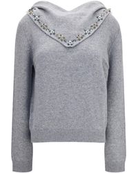 Prada - Sweater With Integrated Scarf Kashmir/Capra Hircus Sweatshirts - Lyst