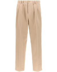 Brunello Cucinelli - Pin Tuck Cotton Trousers - Lyst