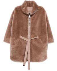 Suprema - Belted Shearling Jacket - Lyst