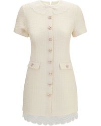 Self-Portrait - Tailored Mini Dress With Bouclé Lace Inserts - Lyst