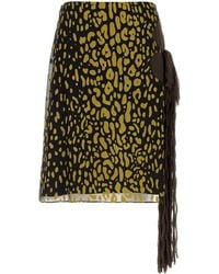 Ferragamo - Embellished Silk Blend Skirt - Lyst