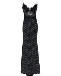 Self-Portrait - Polka Dot Satin Lace Maxi Dress - Lyst