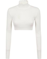 Courreges - Circle Mockneck Rib Knit Cropped Sweater - Lyst