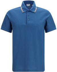 Burberry - Cotton Polo With Check Trims Officers - Lyst