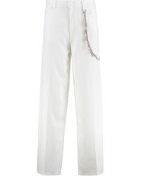 Pinko - Pants With Logo Patch On The Back And Chain Detail With Rhinestones - Lyst