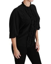 Dolce & Gabbana - Black Silk Shirt Rud Top Blouse - Lyst
