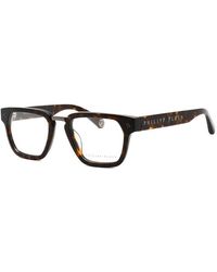 Philipp Plein - Eyeglasses Rectangle Full Rim, Shiny Dark Havana Frame And Clear Demo Lenses Lens Vpp055W0722 Sunglasses - Lyst