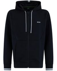 BOSS - Hooded Zip-Up Sweatshirt Cotton - Lyst