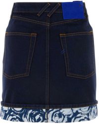 Burberry - Dark Denim Mini Skirt Exterior: Cotton Gonne - Lyst