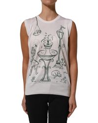 Dolce & Gabbana - Silk Knit Garden Fountain Print Tank Top - Lyst