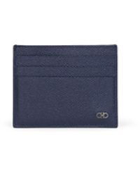 Ferragamo - Dark Hammered Leather Gancini Credit Card Holder - Lyst