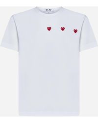 COMME DES GARÇONS PLAY - Triple Hearts T-Shirt - Lyst