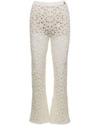 Twin Set - Flared Pants With Crochet Work - Lyst
