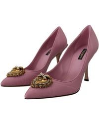 Dolce & Gabbana - Leather Heart Devotion Heels Pumps Shoes - Lyst