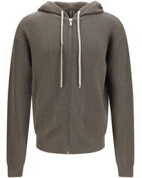 Rick Owens - Ribbed Virgin Wool Knit Hoodie Fleece Ovis Aries Knitwear - Lyst
