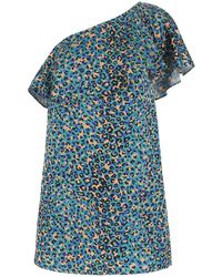 Saint Laurent - Printed Stretch Silk Mini Dress - Lyst