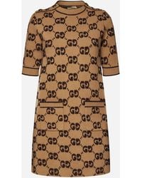 Gucci - Gg Wool Knit Mini Dress - Lyst