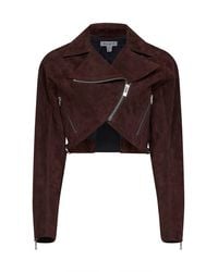 Alaïa - Suede Cropped Biker Jacket - Lyst