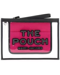 Marc Jacobs - The Clear Large Pouch Fuchsia Pouch With Logo Print - Lyst