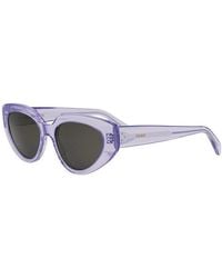 Celine - Sunglasses Cat Eye Full Rim, Shiny Lilac Frame And Smoke Lens Cl40286I78A - Lyst