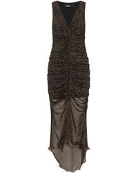 ROTATE BIRGER CHRISTENSEN - Sleeveless Midi Dress With Ruched Detailing And Asymmetric Hemline - Lyst