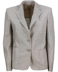 Barba Napoli - Single-Breasted Two-Button Jacket Made Of Linen And Cotton And Embellished With Bright Lurex Threads - Lyst
