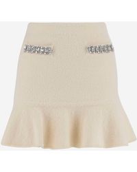 Self-Portrait - Viscose Blend Knit Mini Skirt With Crystals - Lyst