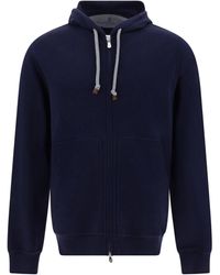 Brunello Cucinelli - Techno Cotton Interlock Zip-Front Hooded Sweatshirt - Lyst