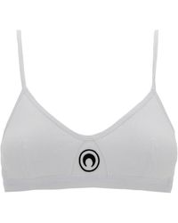 Marine Serre - White Bra With Contrasting Logo Detail In Ribbed Cotton Woman - Lyst