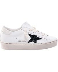 Golden Goose - Hi Star Logo-embroidered Leather Low-top Trainers - Lyst